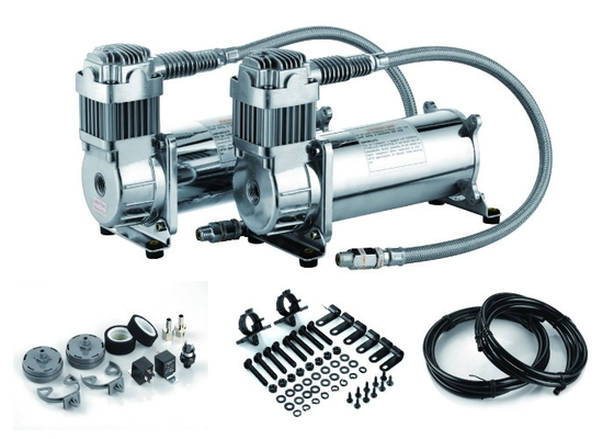 DUAL Pack Air Ride Suspension Compressor สำหรับรถบรรทุกเครื่องอัดอากาศสำหรับงานหนัก