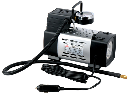 12V พร้อมเครื่องอัดอากาศสำหรับรถยนต์โลหะสีดำทุกชนิดสำหรับรถยนต์ป้องกันการเกิดฝุ่นละออง