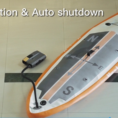 ปั๊มไฟฟ้า SUP ที่เร็วที่สุด 12V และสายไฟฟ้า AC Inflate Deflate เหมือนฉลามสูงถึง 20psi ด้วยจอดิจิตอลอัตโนมัติ