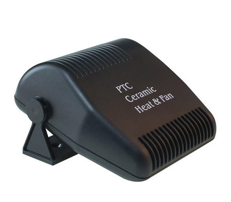 พัดลมสีดำเครื่องทำความร้อนในรถยนต์แบบพกพาวัสดุพลาสติกพร้อมสวิตช์เย็น / อุ่น