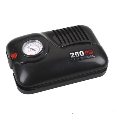 เครื่องอัดอากาศในรถยนต์ 250PSI Dc 12v วัสดุพลาสติกเครื่องอัดอากาศอัตโนมัติ