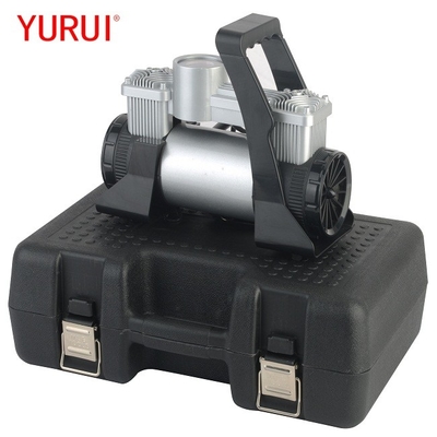 DC12v พกพารถยนต์เครื่องปรับอากาศยาง inflator กับกล่องพลาสติก