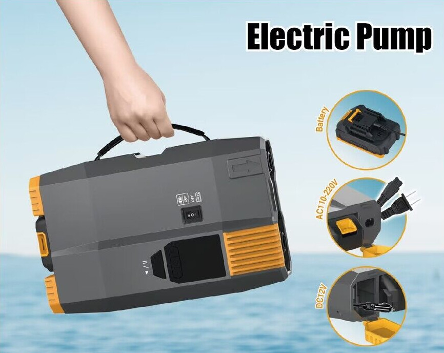 ปั๊มปั๊มไฟฟ้า 12 โวลต์ด้วยแบตเตอรี่และ AC110V-220V ทํางานนาน 20psi กับจอ