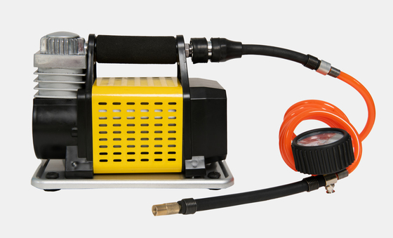 DC12V โมเตอรี่ยางรถยนต์แบบพกพาโลหะ พร้อมเครื่องวัดความดันโลหะและเชือก